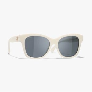 Chanel Square Sunglasses White w/pearls NEW